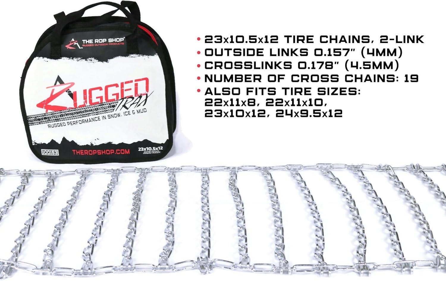 The ROP Shop Pair of 2 Link Tire Chains & Tensioners 23×10.5×12 for Snow Blowers, Lawn & Garden Tractors, Mowers & Riders, UTV, ATV, 4-Wheelers, Utility Vehicles - Image 11