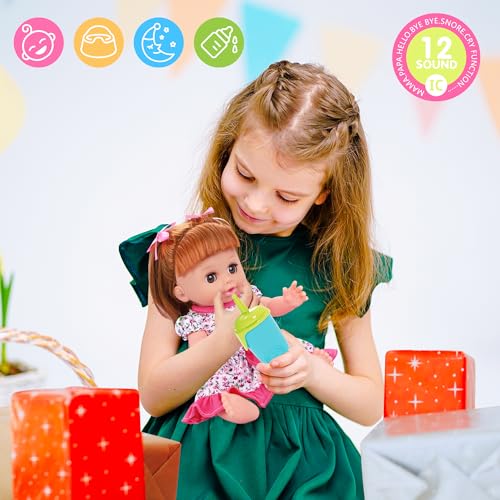 Baby Doll Toys Set, 14 Doll Toys, 25Pcs Dolls Care Toy Playset, Toddlers Toy Doll Set Incl Cradle Crib, High Chair, Milk Bottle, Pacifier, Diaper, Baby Gift for Age 3 4 5 6+ Years Old Girls Boys - Image 23