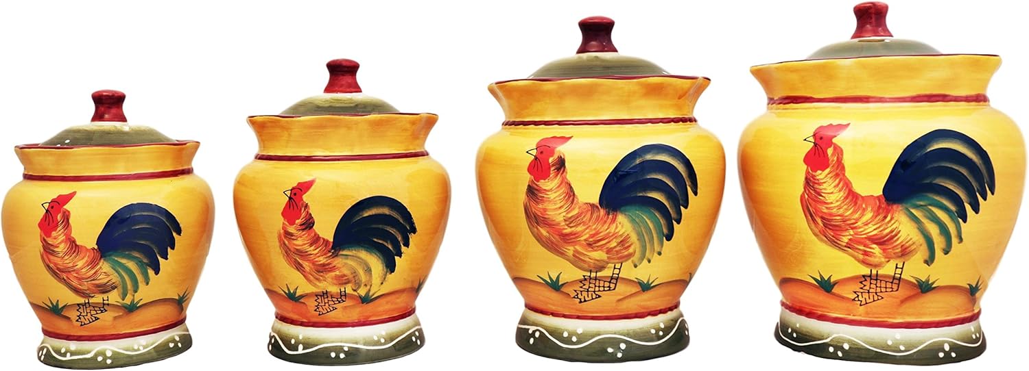 Tuscan Sunshine Country Rooster Hand Painted collection (CANISTER SET)