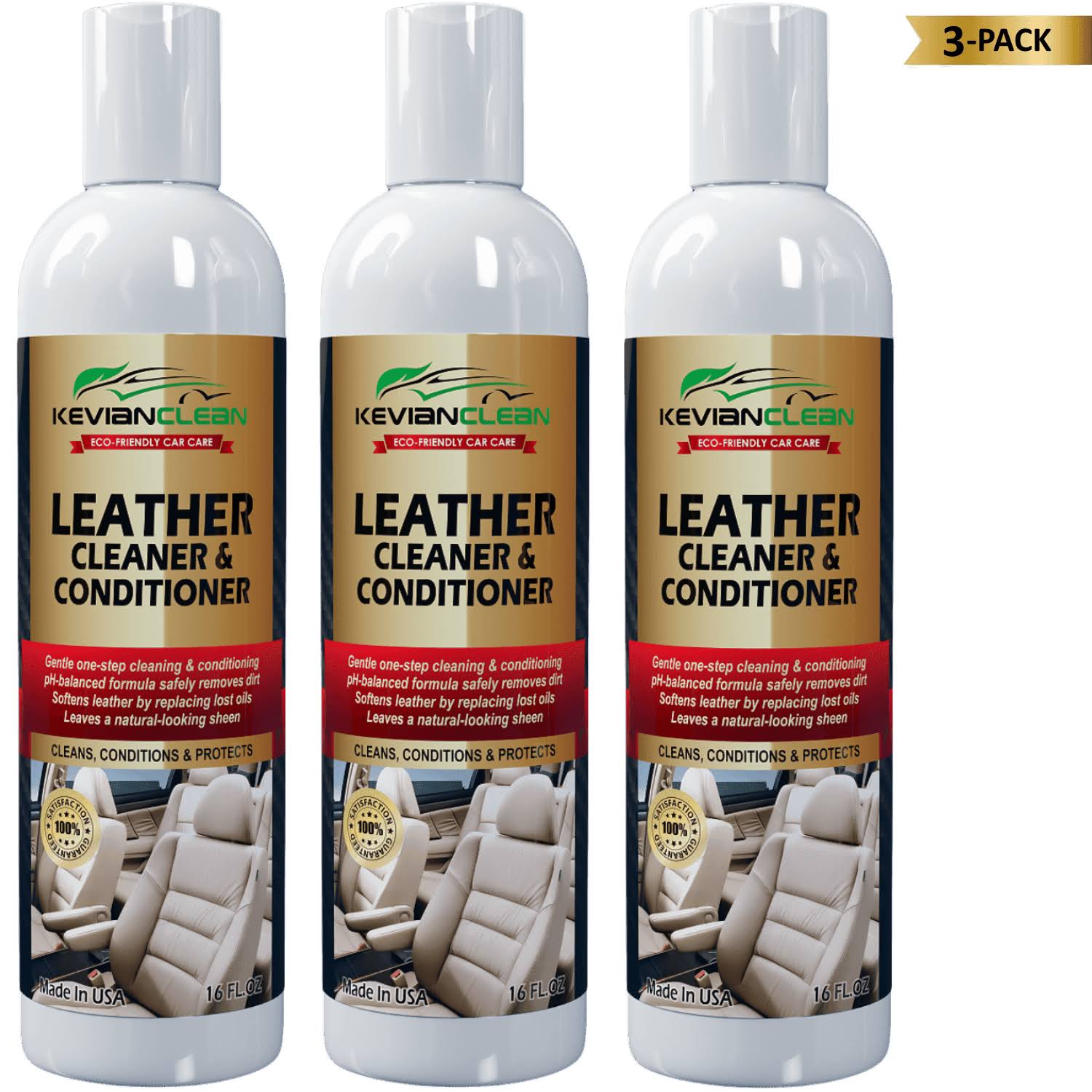 Kevianclean Leather Cleaner and Conditioner 16 oz. 16 oz. 3-Pack