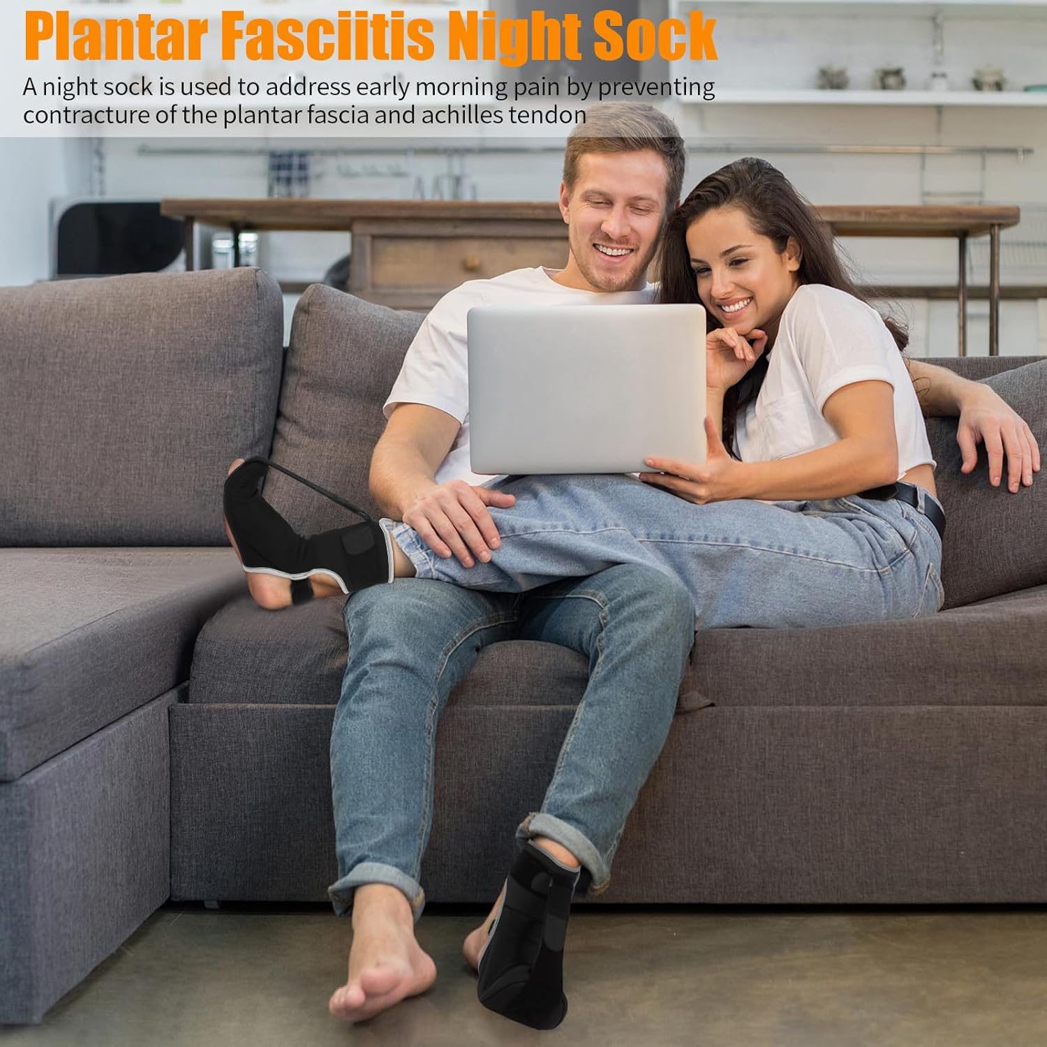 Plantar Fasciitis Night Splint Sock Upgraded Plantar Fasciitis Brace with Support Plate for Women Men for Achilles Tendonitis Foot Drop Heel Spur Pain Relief Black (Small) - Image 4