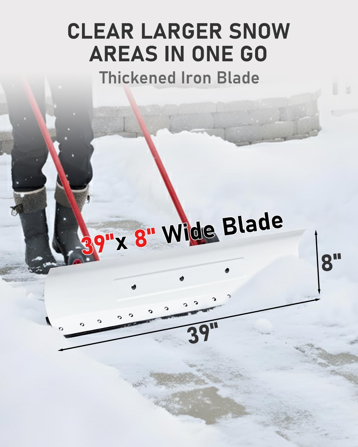 Outvita Snow Shovel with Wheels, 29 Wide 18 Long Snow Plow Shovel Angle & Height Adjustable Padded Handle Efficient Snow Clean Tool for Driveway or Pavement (Yellow) - Image 38
