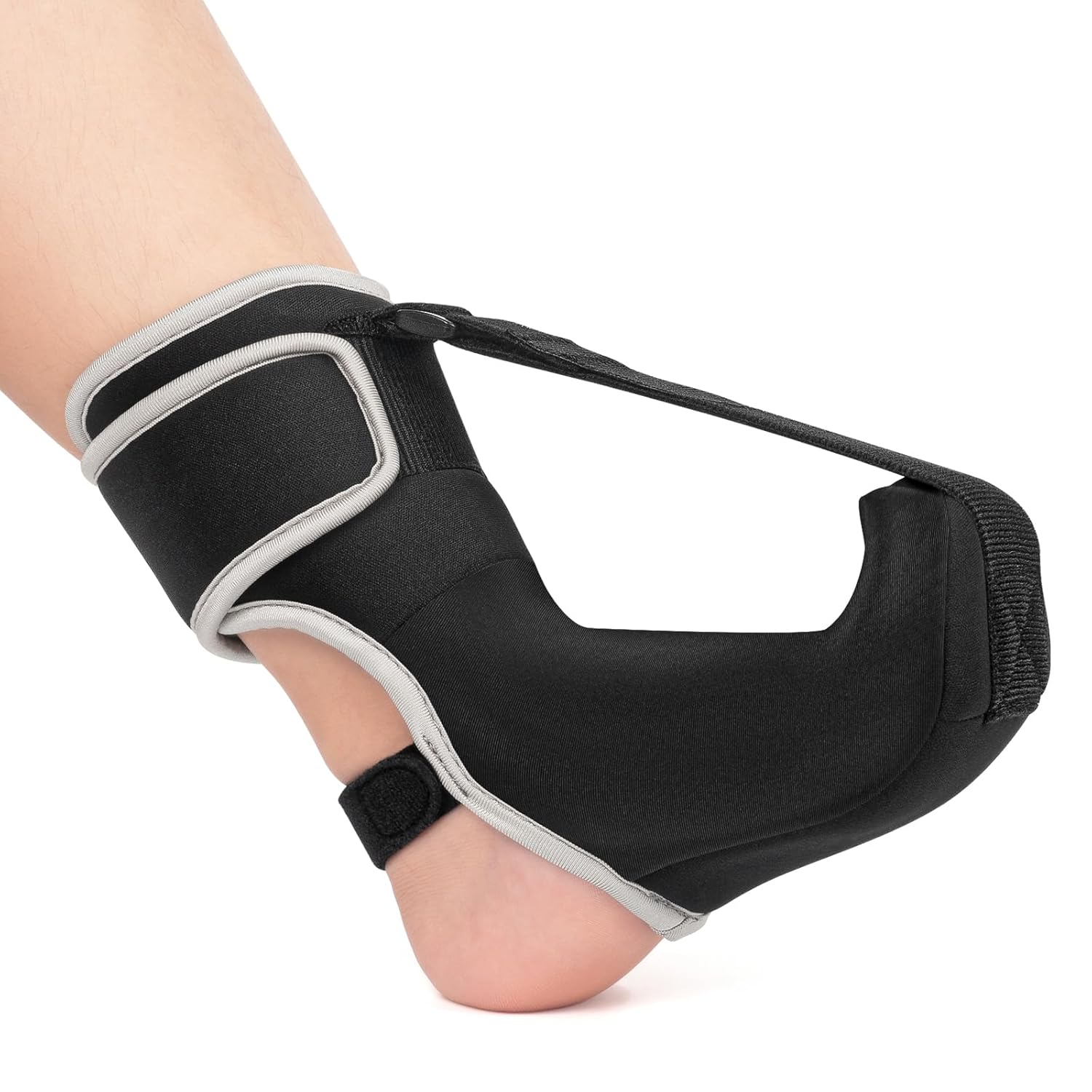 Plantar Fasciitis Night Splint Sock Upgraded Plantar Fasciitis Brace with Support Plate for Women Men for Achilles Tendonitis Foot Drop Heel Spur Pain Relief Black (Small)