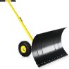 Outvita Snow Shovel with Wheels, 29 Wide 18 Long Snow Plow Shovel Angle & Height Adjustable Padded Handle Efficient Snow Clean Tool for Driveway or Pavement (Yellow)