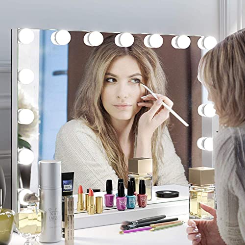 Zdorzi 31.5x 23.6 Vanity Mirror Makeup Mirror with Lights,Large Hollywood Lighted Vanity Mirror with 18 Dimmable LED Bulbs,3 Color Modes,Touch Control for Dressing Room & Bedroom,Wall-Mounted,White - Image 6