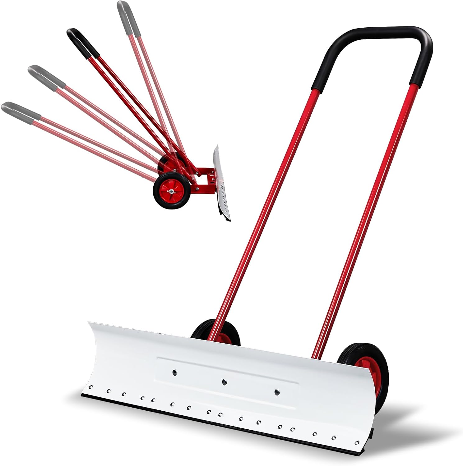 Outvita Snow Shovel with Wheels, 29 Wide 18 Long Snow Plow Shovel Angle & Height Adjustable Padded Handle Efficient Snow Clean Tool for Driveway or Pavement (Yellow) - Image 14