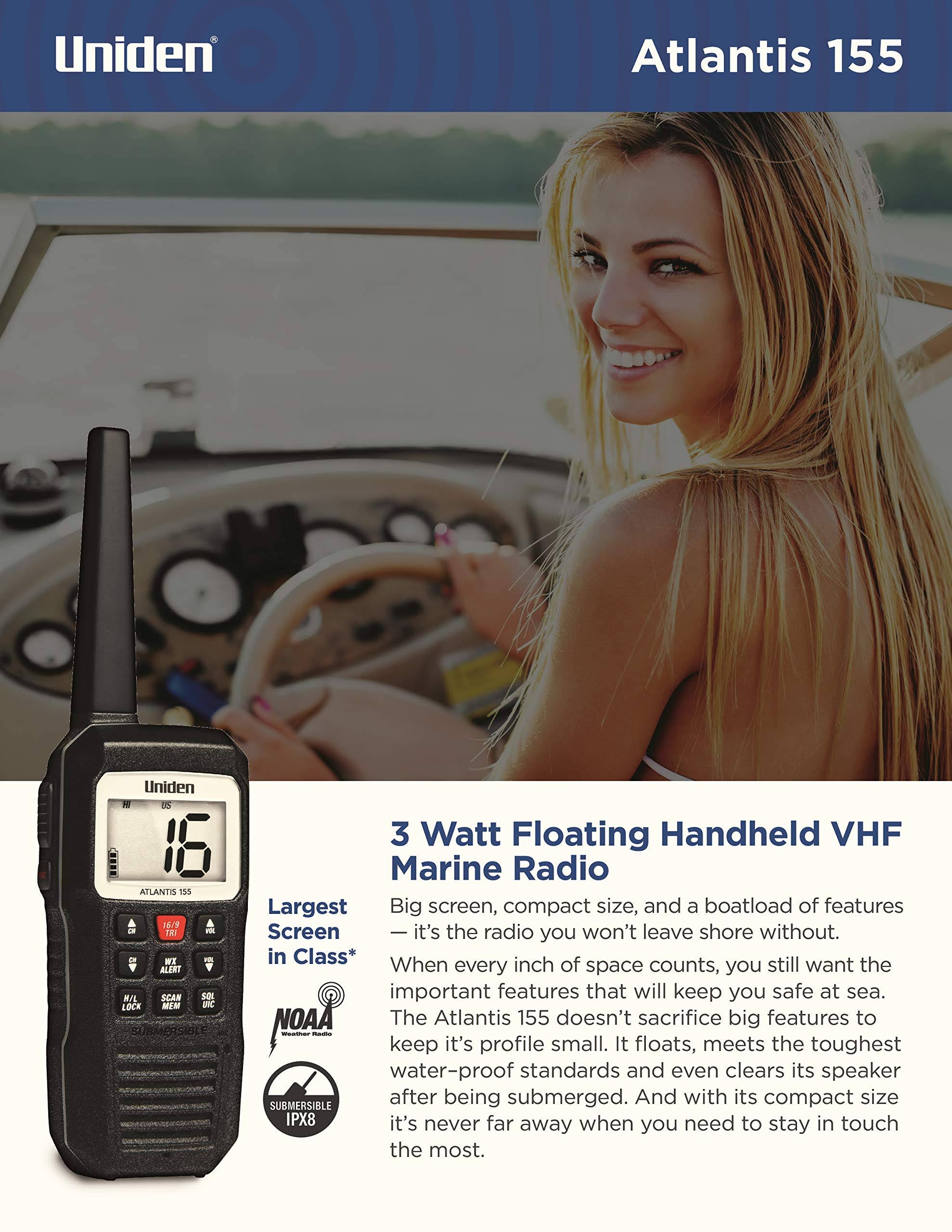 Uniden Atlantis 155 Floating Handheld VHF Marine Radio - Image 6