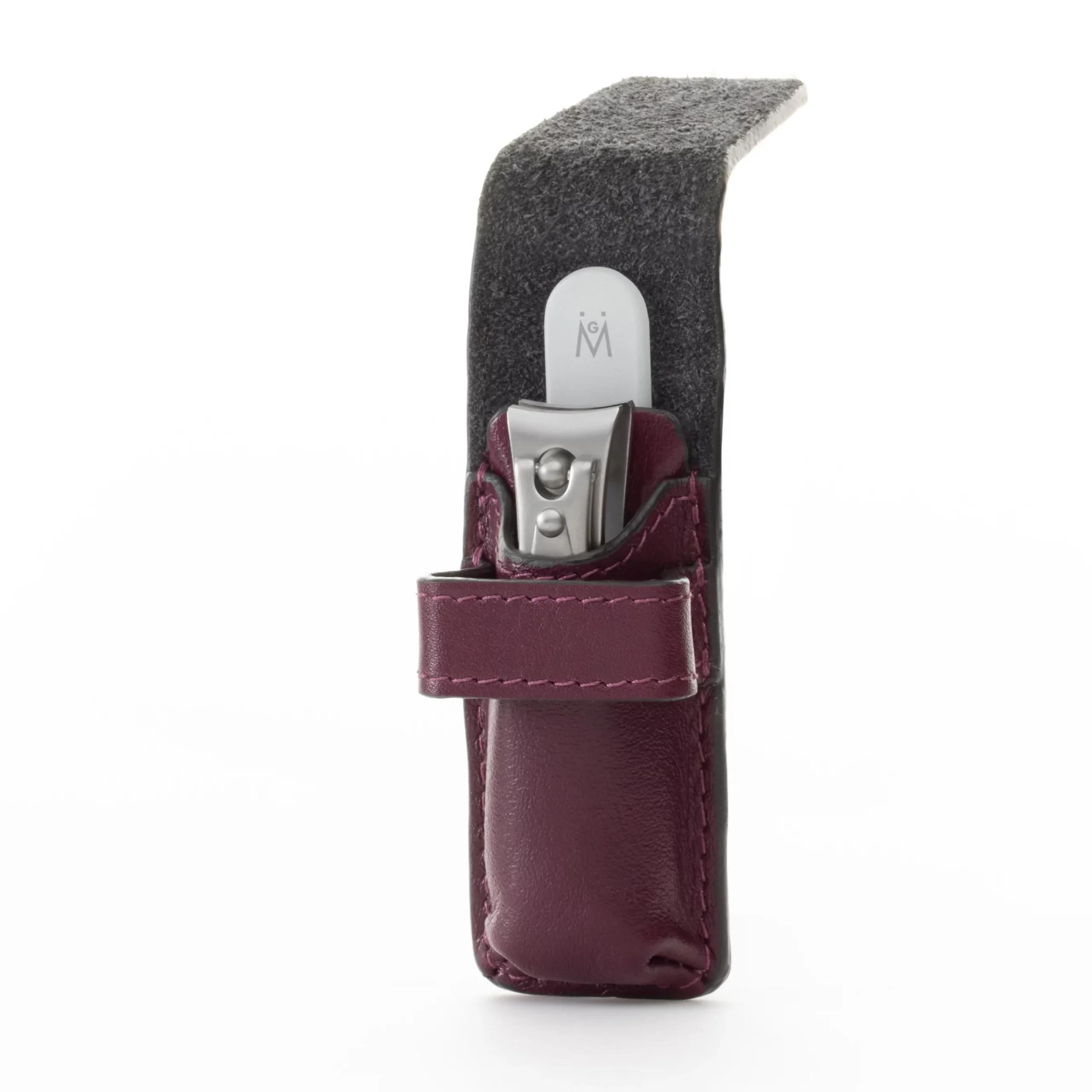 GERMANIKURE Nail clipper and Glass Nail File Set in Purple Leather Case – Made in Solingen Germany of FINOX Stainless Steel, Glass Nail Care Supplies Made in Czech Republic - Image 2